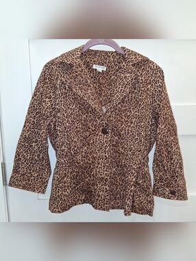 Joan Rivers Fitted Women's Brown/Tan Leopard/Cheetah Print Jacket-Small